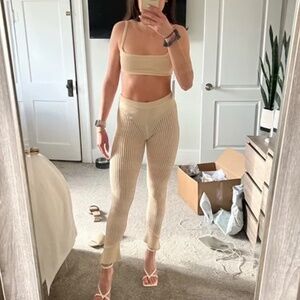 NWT RUVE LOOM Knit Pants - Almond Beige Tan Stretchy